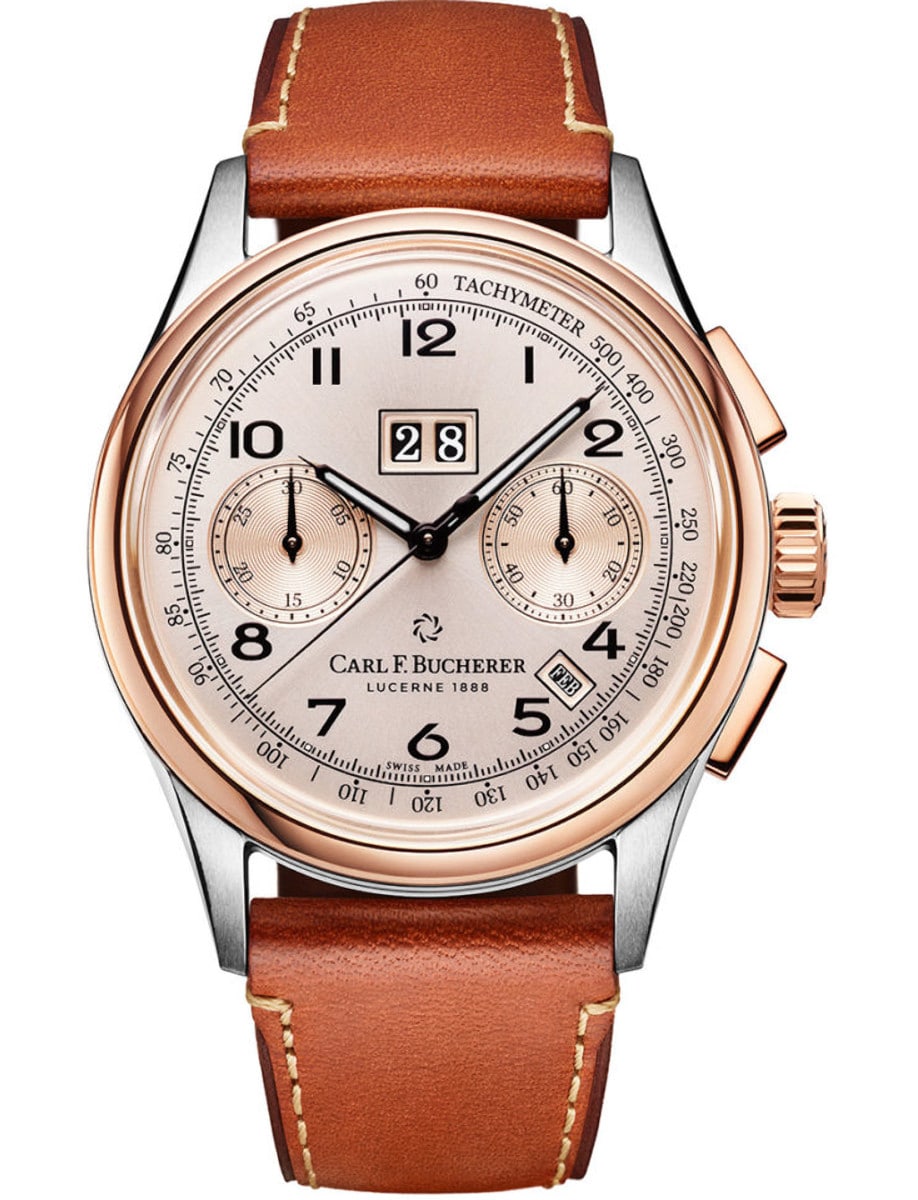 Heritage BiCompax Annual in Steel with Rose Gold Bezel - Limited to 888pcs on Cognac Brown Calfskin Leather Strap with Rose Dial 