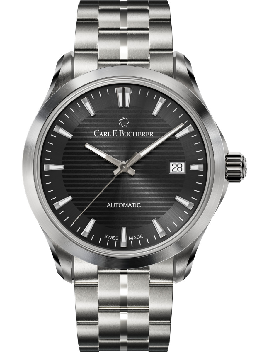 Manero Urban 38mm in Steel on Steel Bracelet with Black Dial