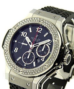 Big Bang with 2 Row Diamond Bezel Steel on Rubber Strap