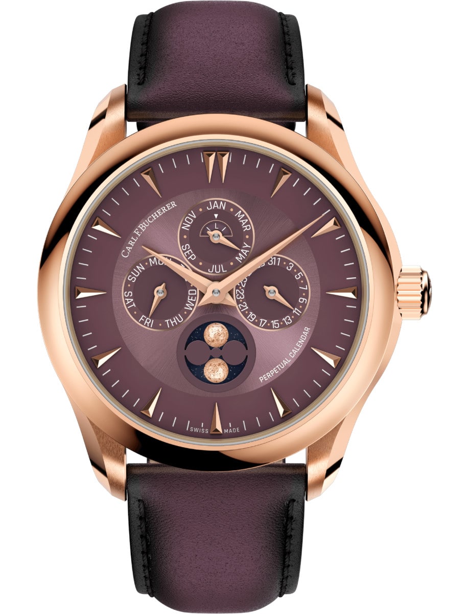Manero Peripheral Perpetual Calendar 41.6mm in Rose Gold on Rose Calfskin Leather Strap with Rose Dial - Limited to 8pcs