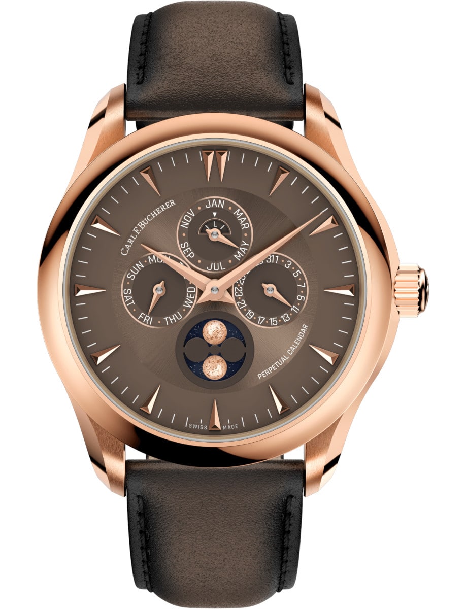 Manero Peripheral Perpetual Calendar 41.6mm in Rose Gold on Tuape Calfskin Leather Strap with Tuape Dial 