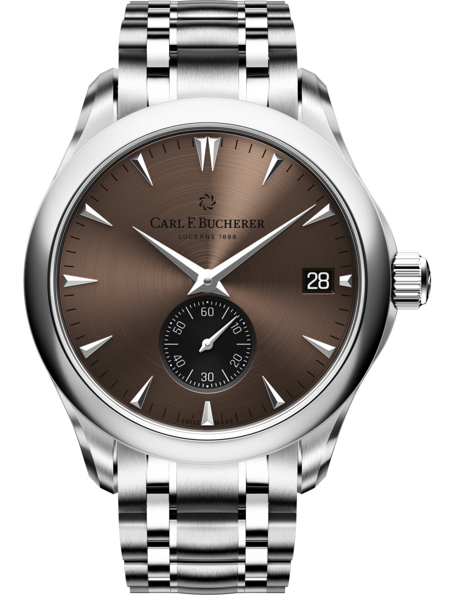 Manero Peripheral 40.6mm in Steel on Steel Bracelet with Brown Dial