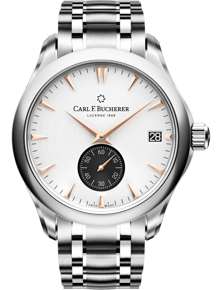 Manero Peripheral 40.6mm in Steel on Steel Bracelet with White Dial