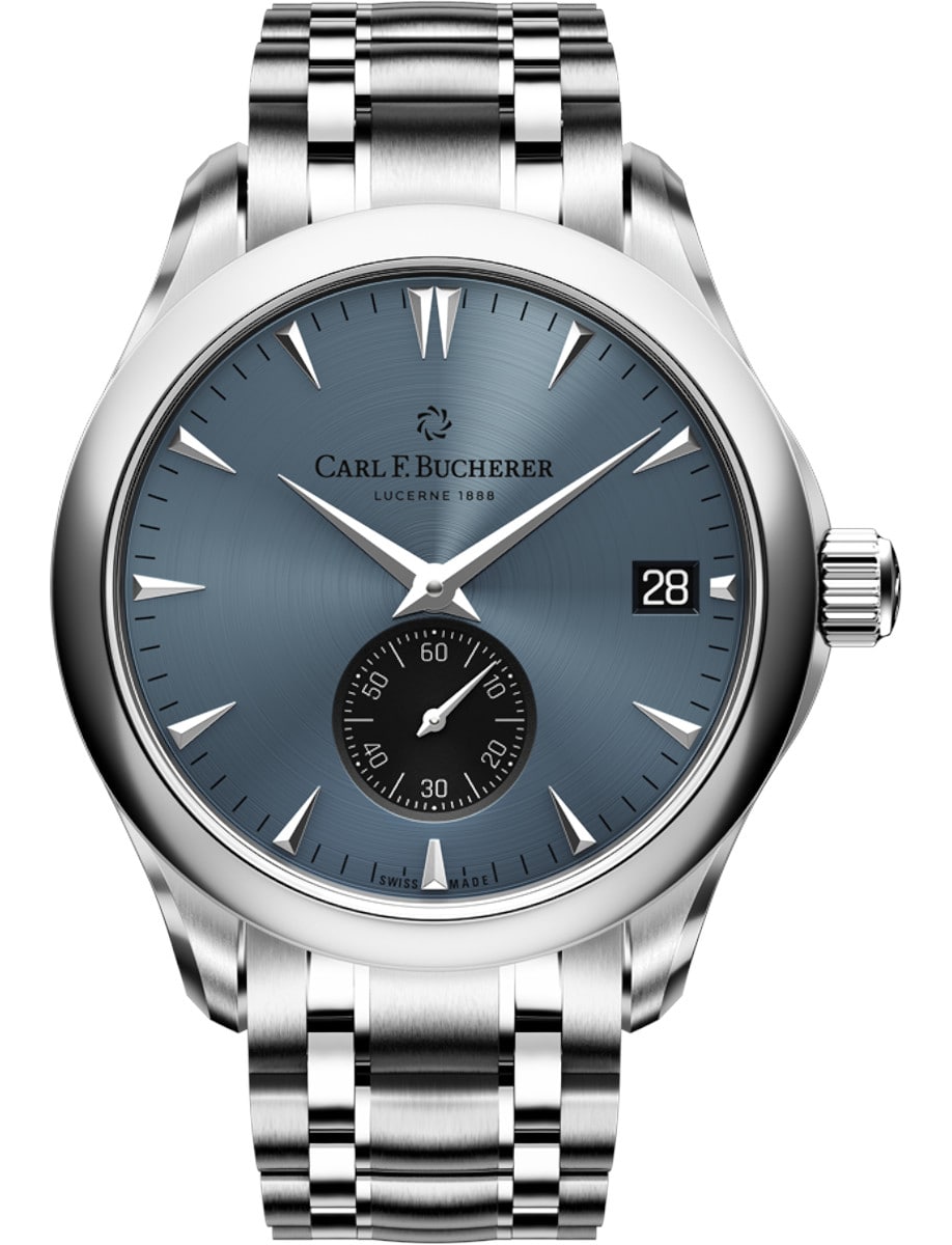 Manero Peripheral 40.6mm in Steel on Steel Bracelet with Blue Dial