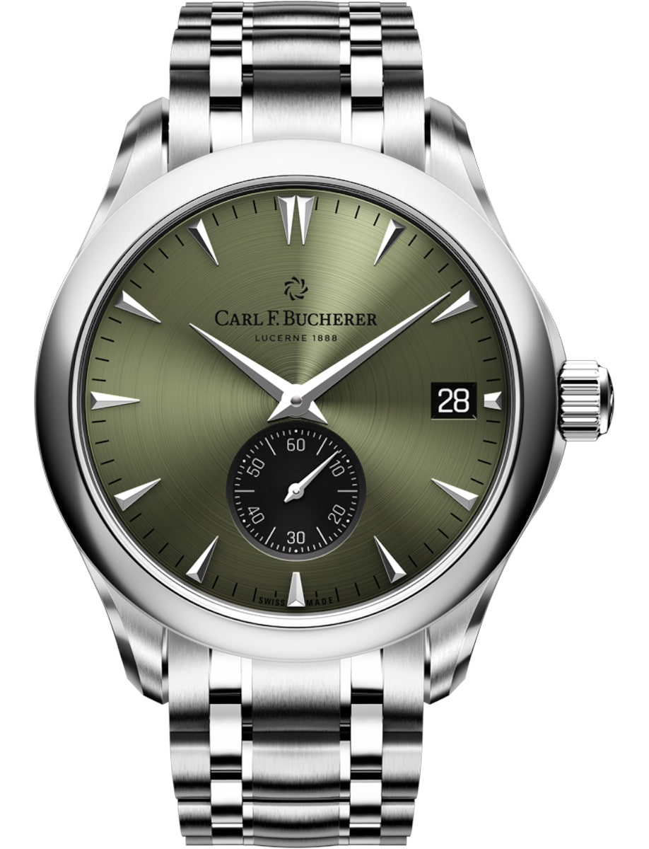 Manero Peripheral 40.6mm in Steel on Steel Bracelet with Green Dial