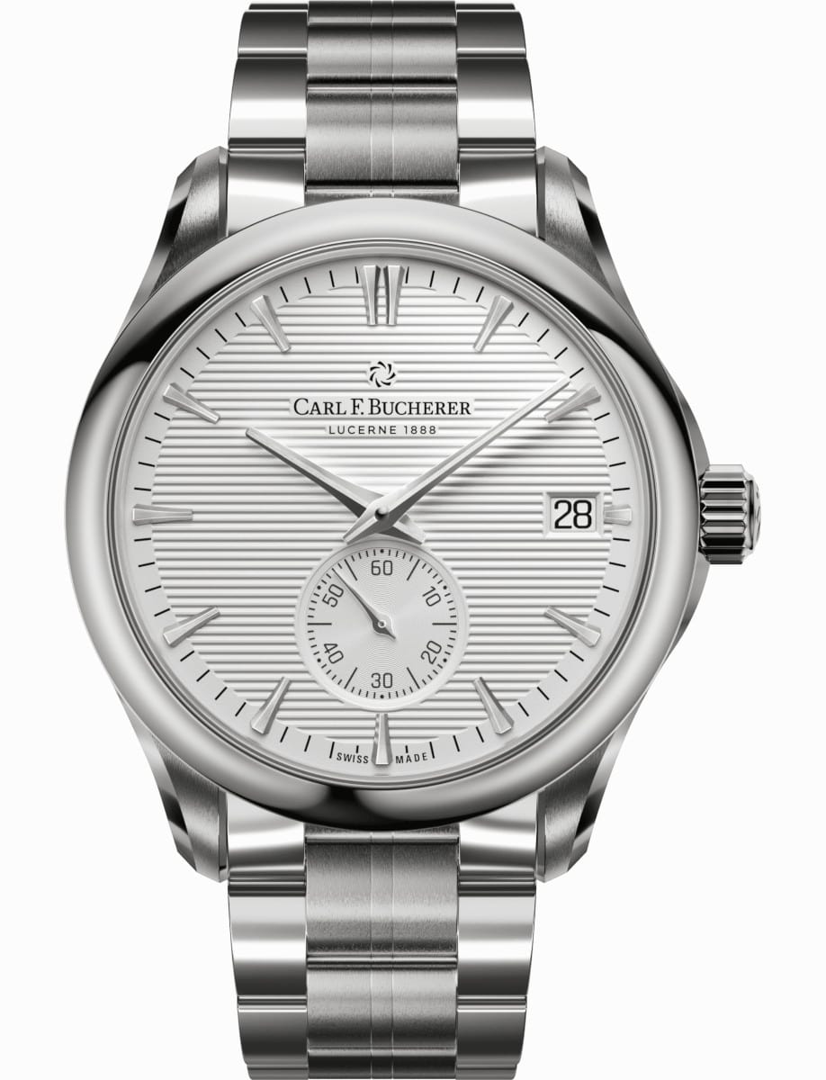 Manero Peripheral 40.6mm in Steel on Steel Bracelet with Silver Dial