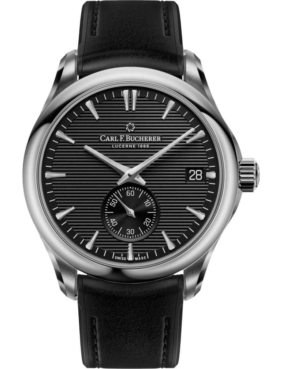 Manero Peripheral 40.6mm in Steel on Black Rubber Strap with Black Dial