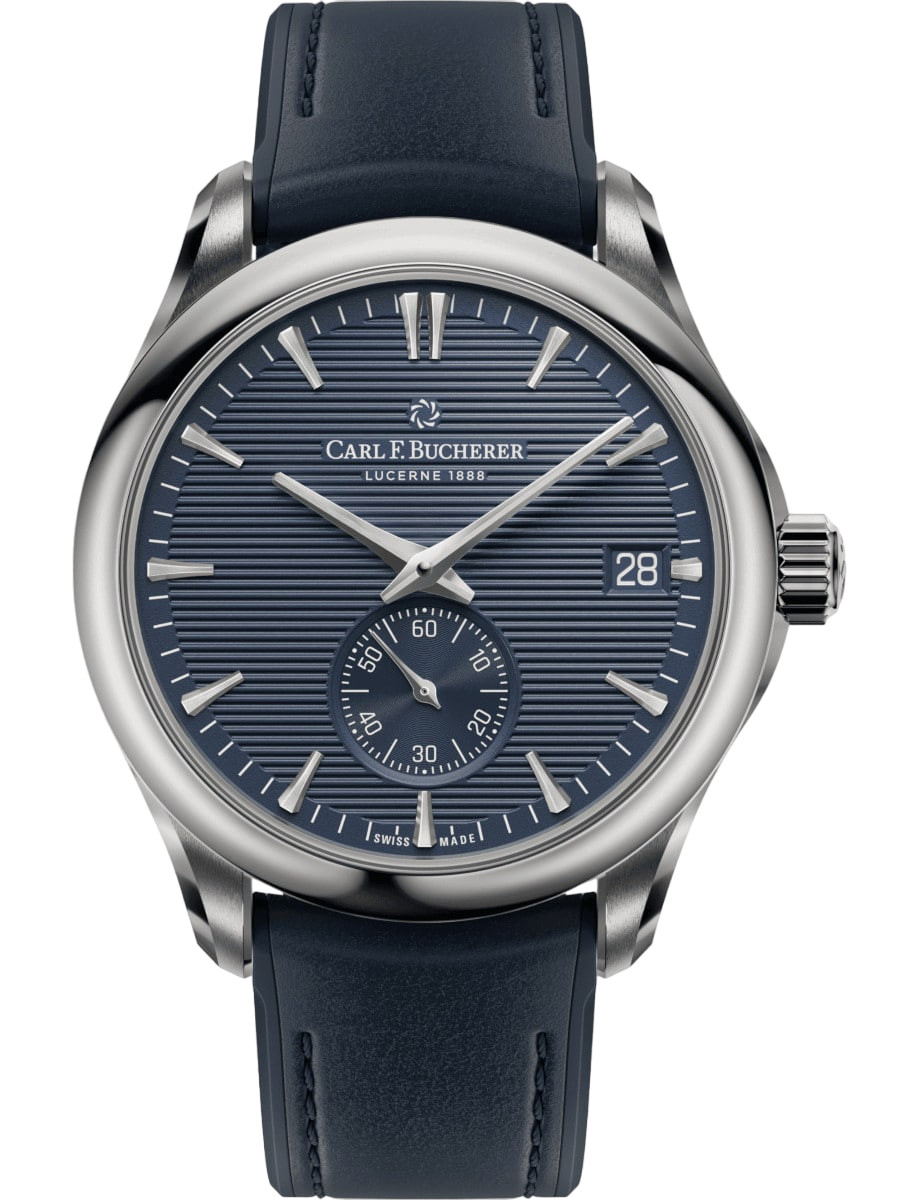 Manero Peripheral 40.6mm in Steel on Blue Rubber Strap with Blue Dial