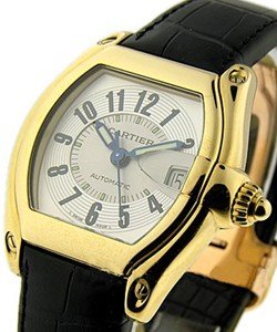 Roadster Automatic in Yellow Gold - Large Size on Black Leather Strap with White Arabic Dial
