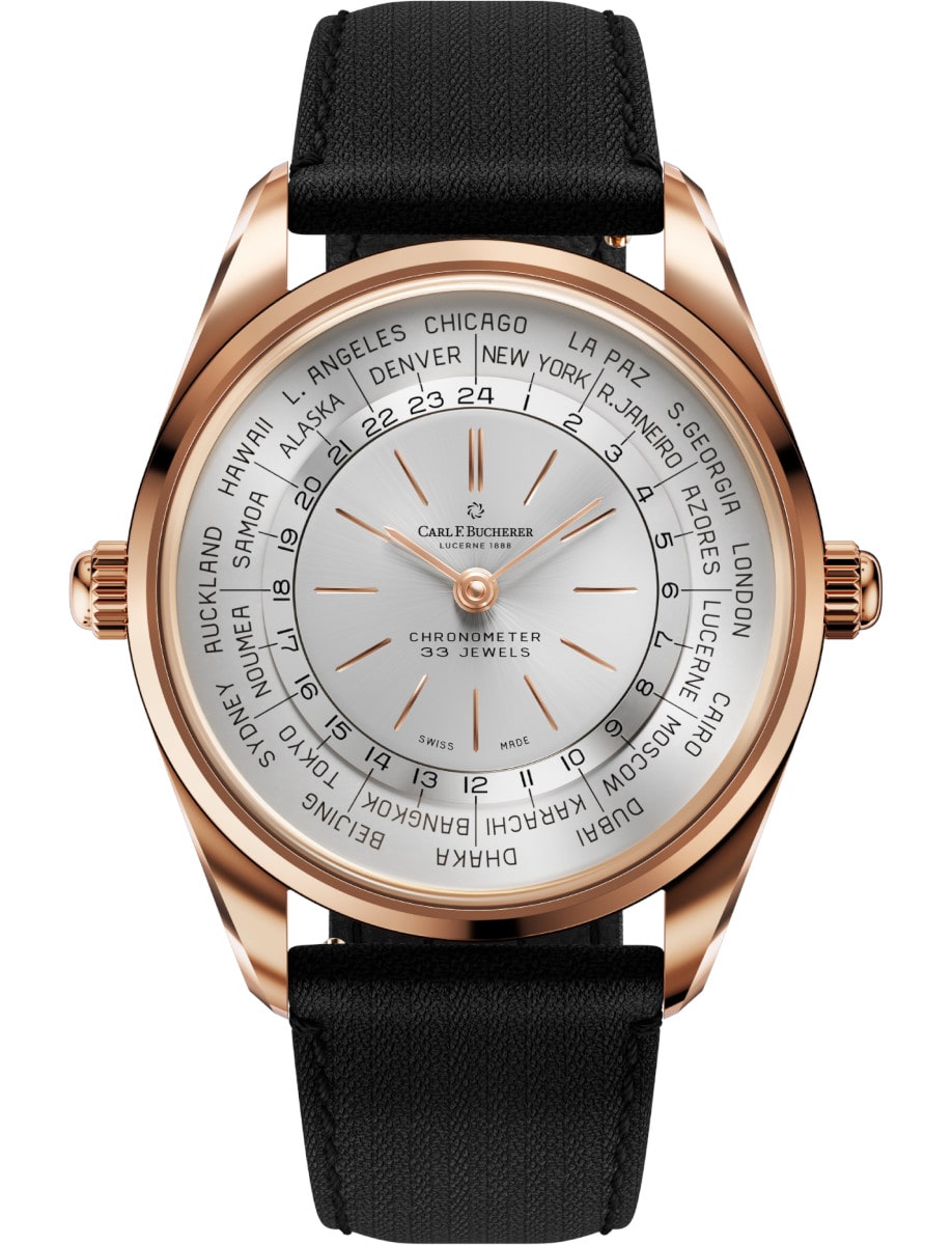 Heritage Worldtimer in Rose Gold - Limited to 88pcs on Black Textile Strap with Silver Dial