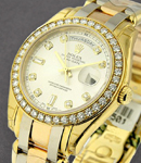 Masterpiece Men's Tridor in Yellow Gold with Diamond Bezel on Tri Color Gold Oyster Bracelet with Silver Diamond Dial