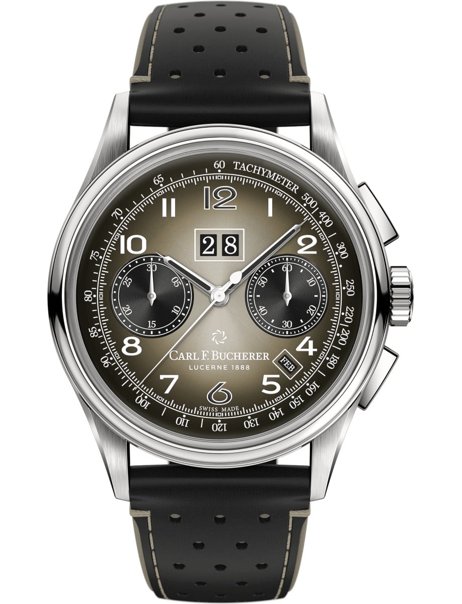 Heritage BiCompax Annual Hometown Edition Miami 41mm in Steel on Black Calfskin Leather Strap with Smoked Grey Dial - Limited to 88pcs