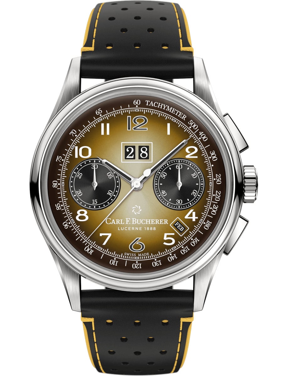 Heritage BiCompax Annual Hometown Edition Las Vegas 41mm in Steel on Black Calfskin Leather Strap with Smoked Yellow Dial - Limited to 88pcs
