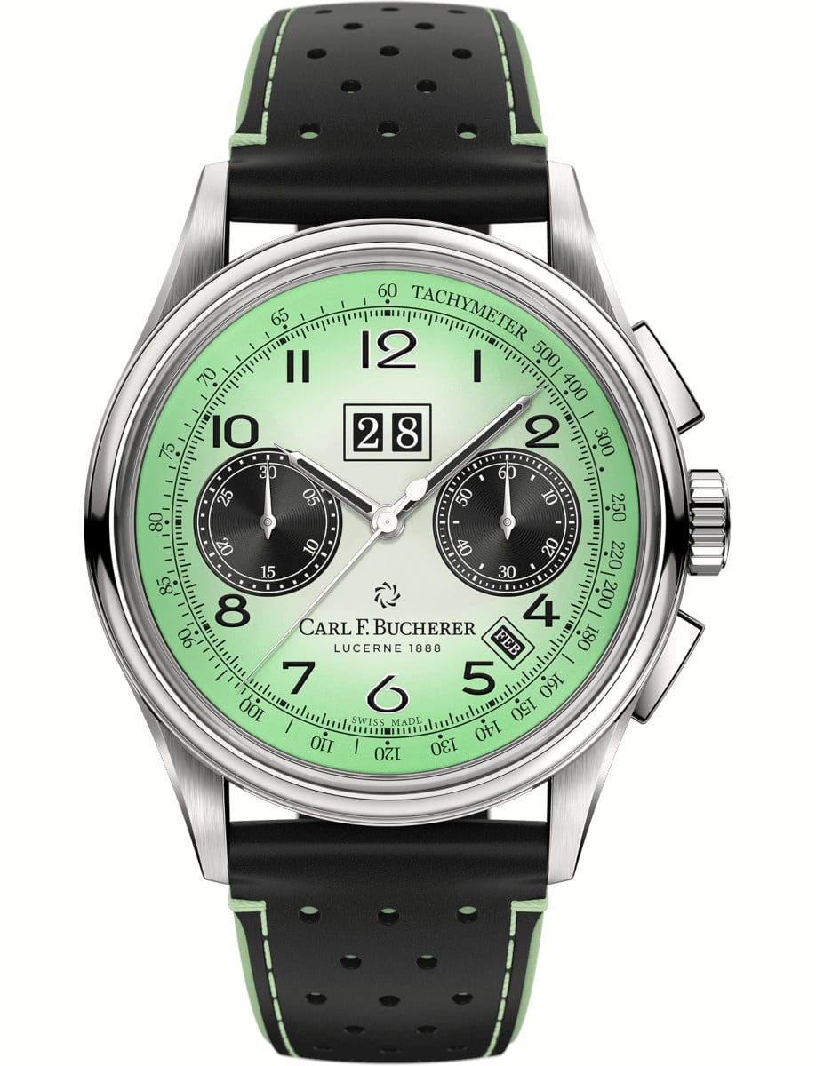 Heritage BiCompax Annual Hometown Edition Boston 41mm in Steel on Black Calfskin Leather Strap with Gradient Green Dial - Limited to 88pcs