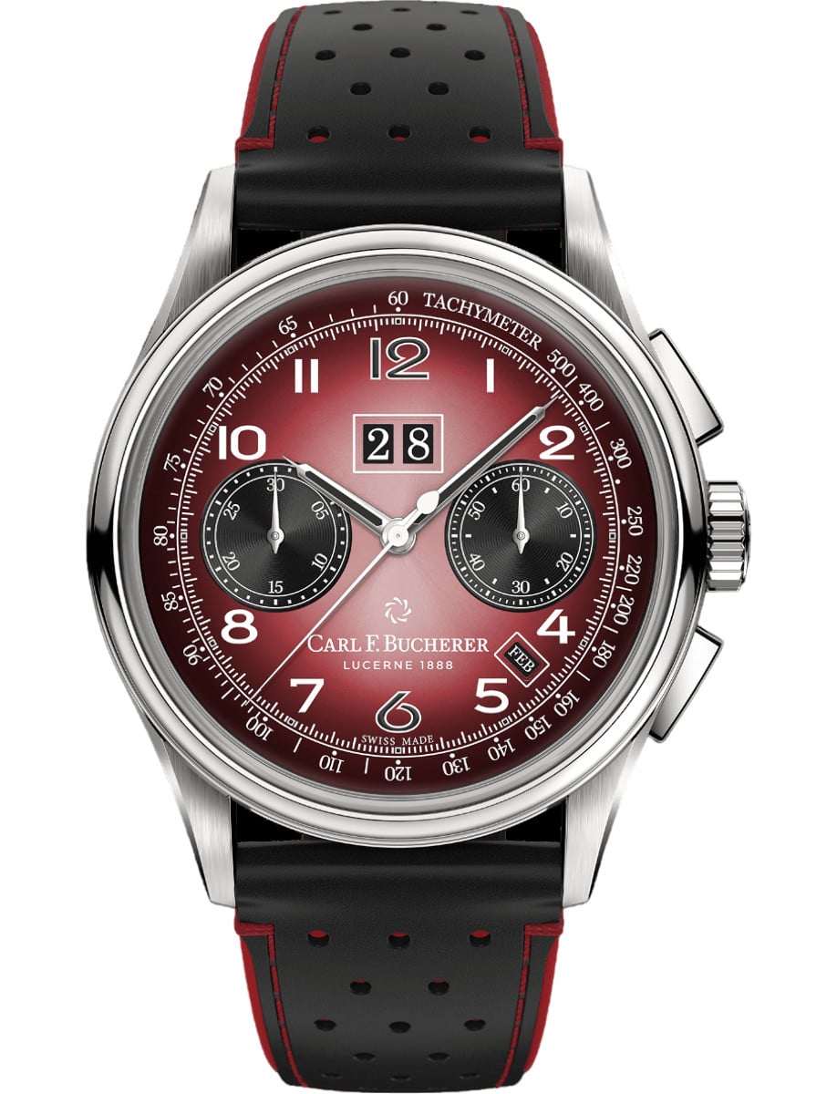 Heritage Bicompax Annual Hometown 41mm in Steel on Black Calfskin Leather Strap with Burgundy Dial - Limited to 88pcs