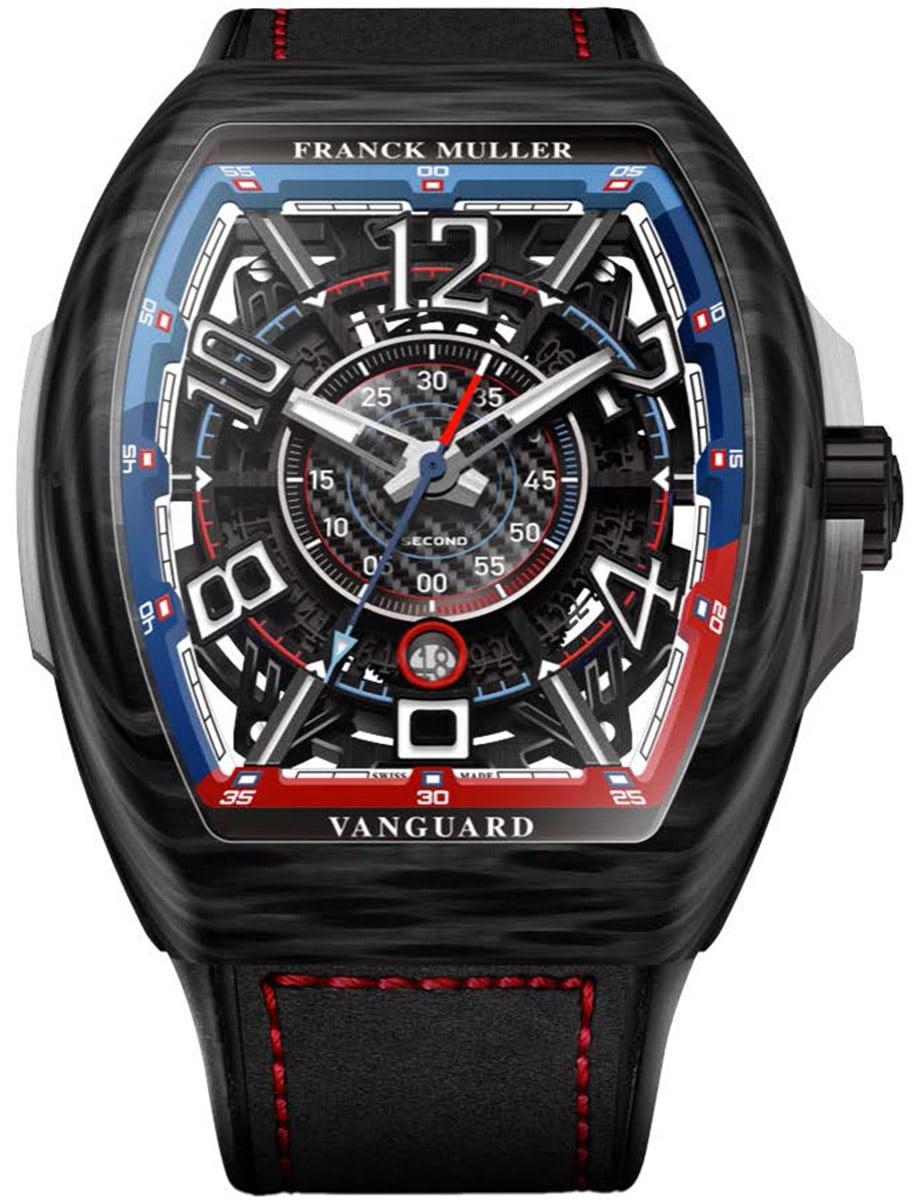 Vanguard Racing 44mm in Carbon with Steel - Limited Edition on Black Leather Strap with Openworked Dial