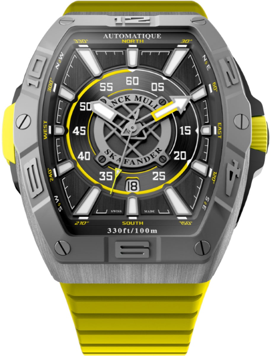 Skafander 43mm in Titanium on Yellow Rubber Strap with Grey Dial