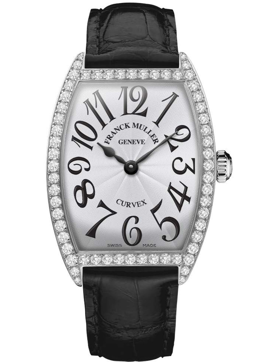 Cintrée Curvex in Steel with Diamond Bezel on Black Alligator Leather Strap with Silver Dial