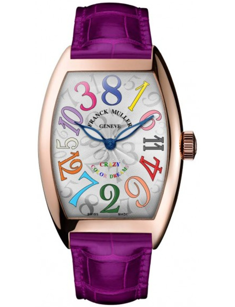 Cintrée Curvex in Rose Gold on Purple Alligator Leather Strap with Silver Dial