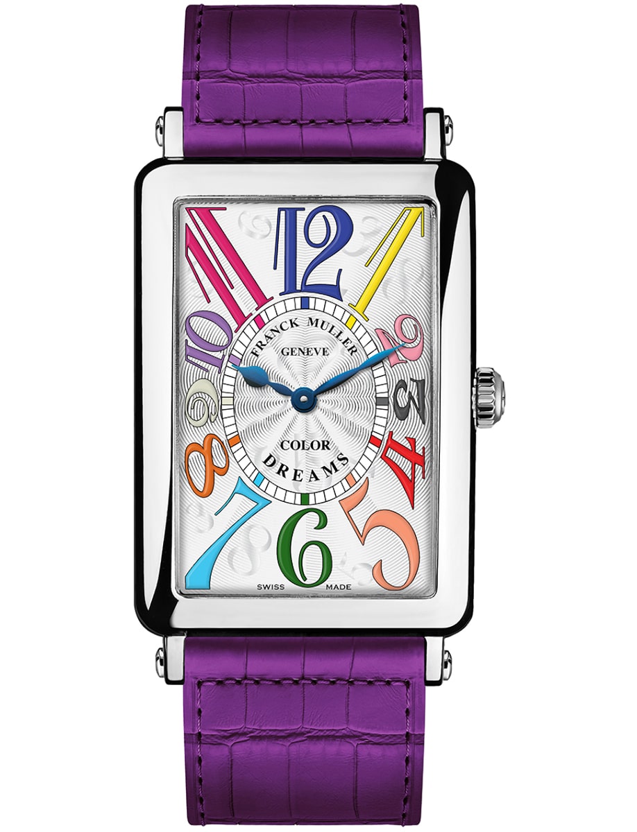 Long Island Color Dreams 43mm in Steel on Purple Alligator Leather Strap with White Dial