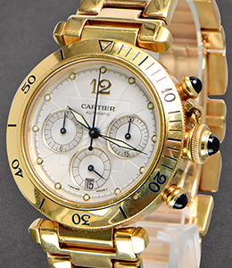 PASHA 38mm Automatic - Yellow Gold Chronograph Discontinued - Yellow Gold on Bracelet - Skeleton Back