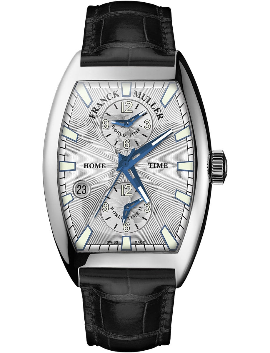 Cintree Curvex Master Banker 55mm in Steel on Black Alligator Leather Strap with Silver Dial