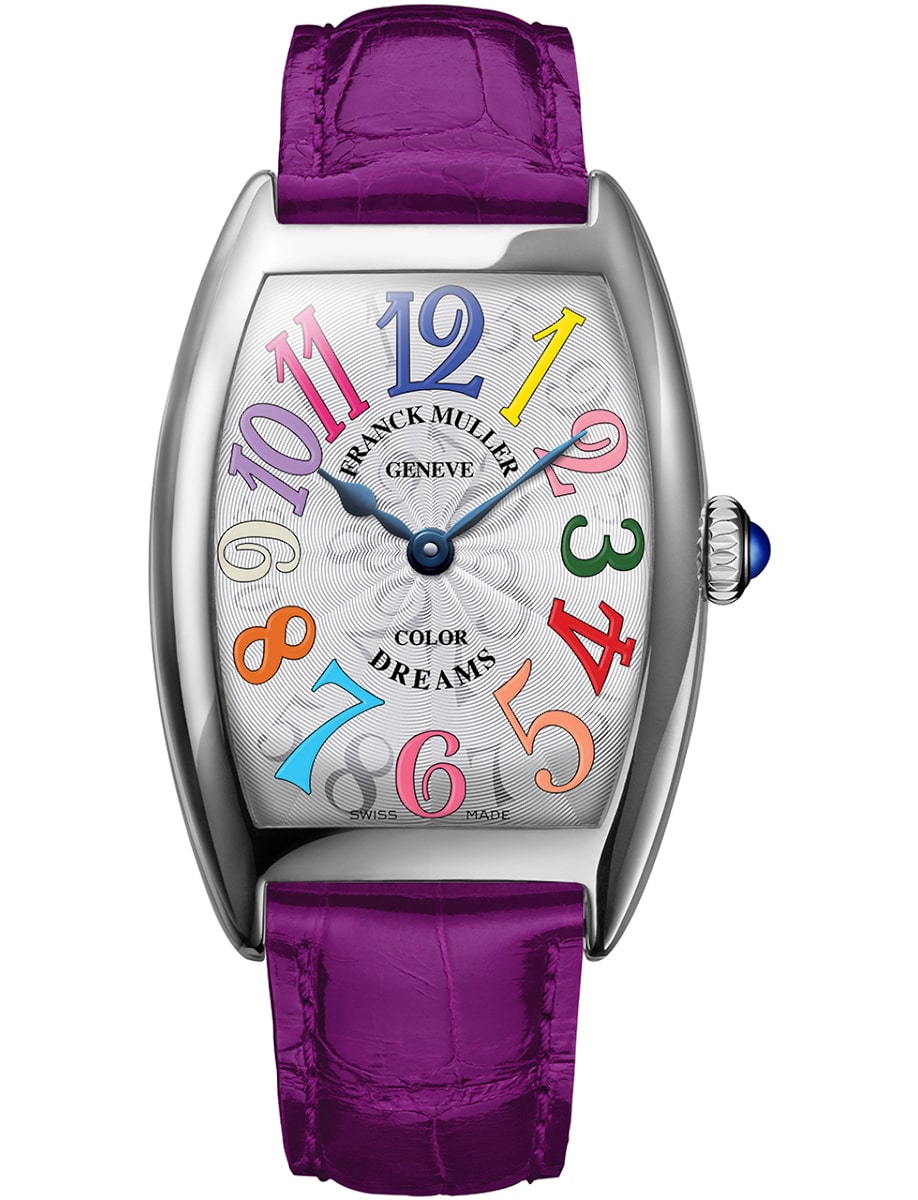 Cintree Curvex Color Dreams 35mm in Rose Gold on Purple Alligator Leather Strap with Silver Dial