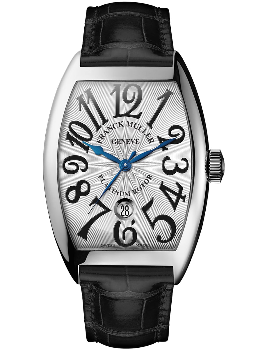 Cintree Curvex 55mm in Steel on Black Alligator Leather Strap with Silver Dial