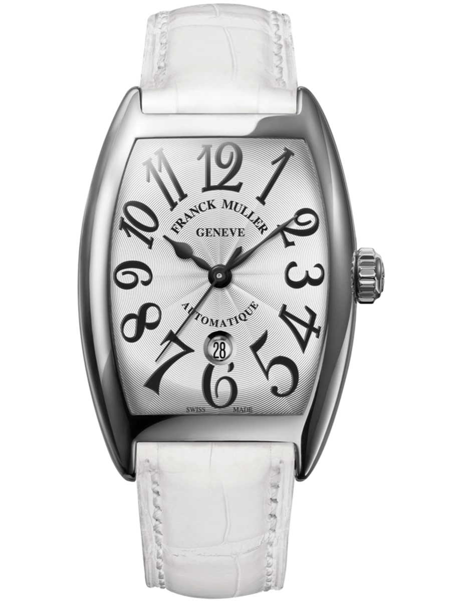Cintree Curvex 39mm in Steel on White Alligator Leather Strap with Silver Dial