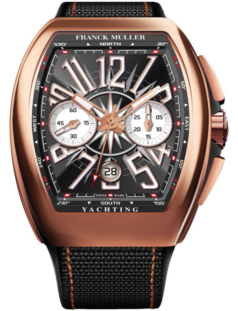 Vanguard Yatchnig 45mm in Rose gold on Black Textile Strap with Black Dial