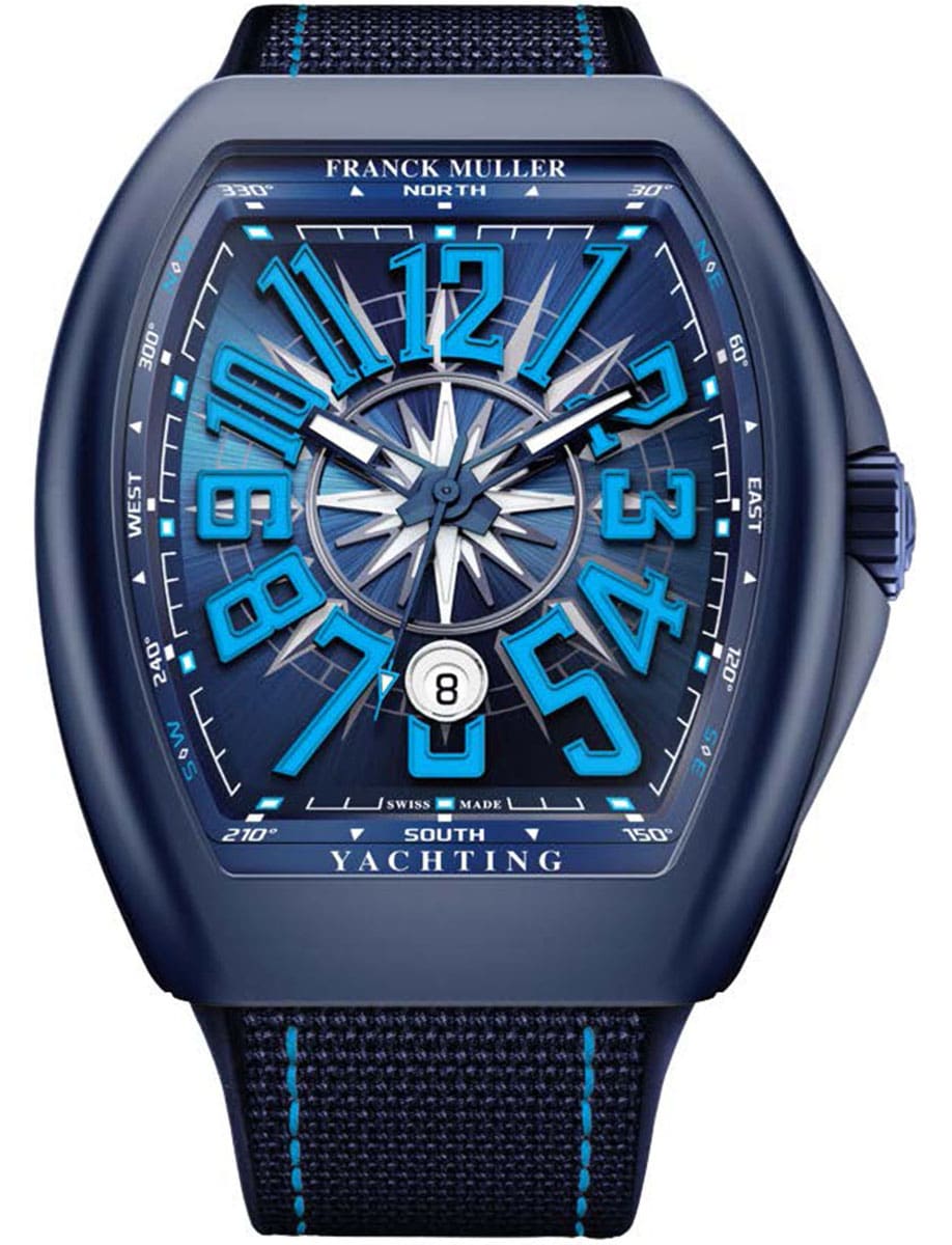 Vanguard Yachting 45mm in Blue Ceramic on Blue Textile Strap with Blue Dial - Blue Markers