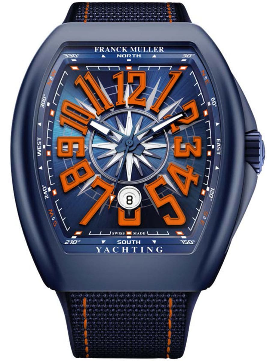 Vanguard Yachting 45mm in Blue Ceramic on Blue Textile Strap with Blue Dial - Orange Markers