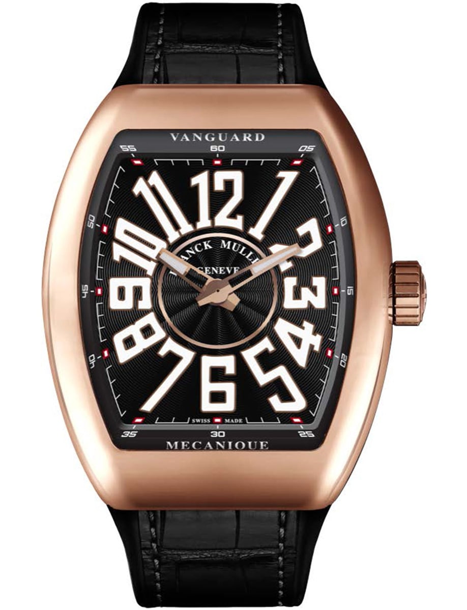 VanGuard Slim 41mm in Rose Gold on Black Alligator Leather Strap with Black Dial