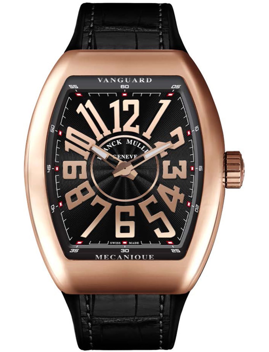 VanGuard Slim 41mm in Rose Gold on Black Alligator Leather Strap with Black Dial