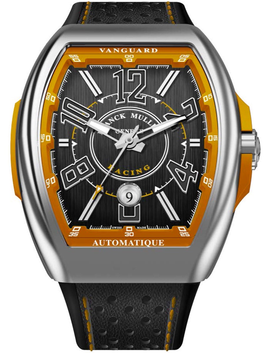 Vanguard Racing 45mm in Steel on Black Leather Strap With Black Dial