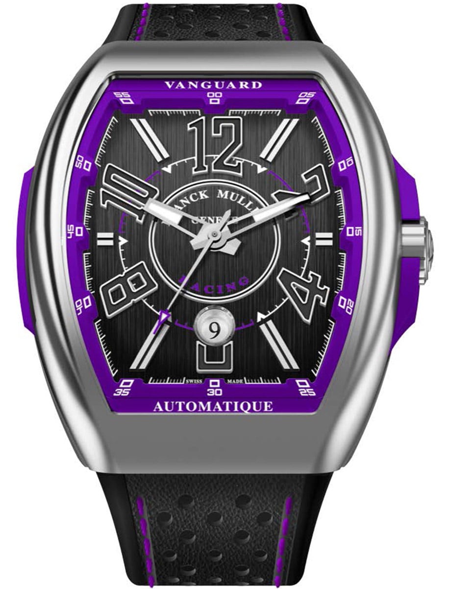 Vanguard Racing 45mm in Steel on Black Leather Strap With Black Dial