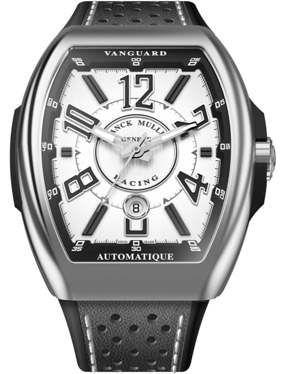 Vanguard Racing 45mm in Steel on Black Leather Strap with White Dial