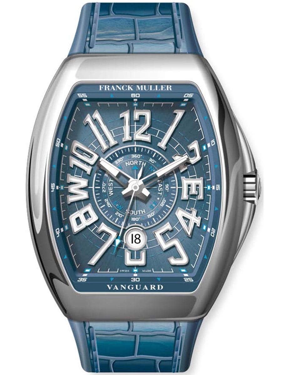 Vanguard Mariner 45mm in Steel on Blue Alligator Leather Strap with Blue Dial