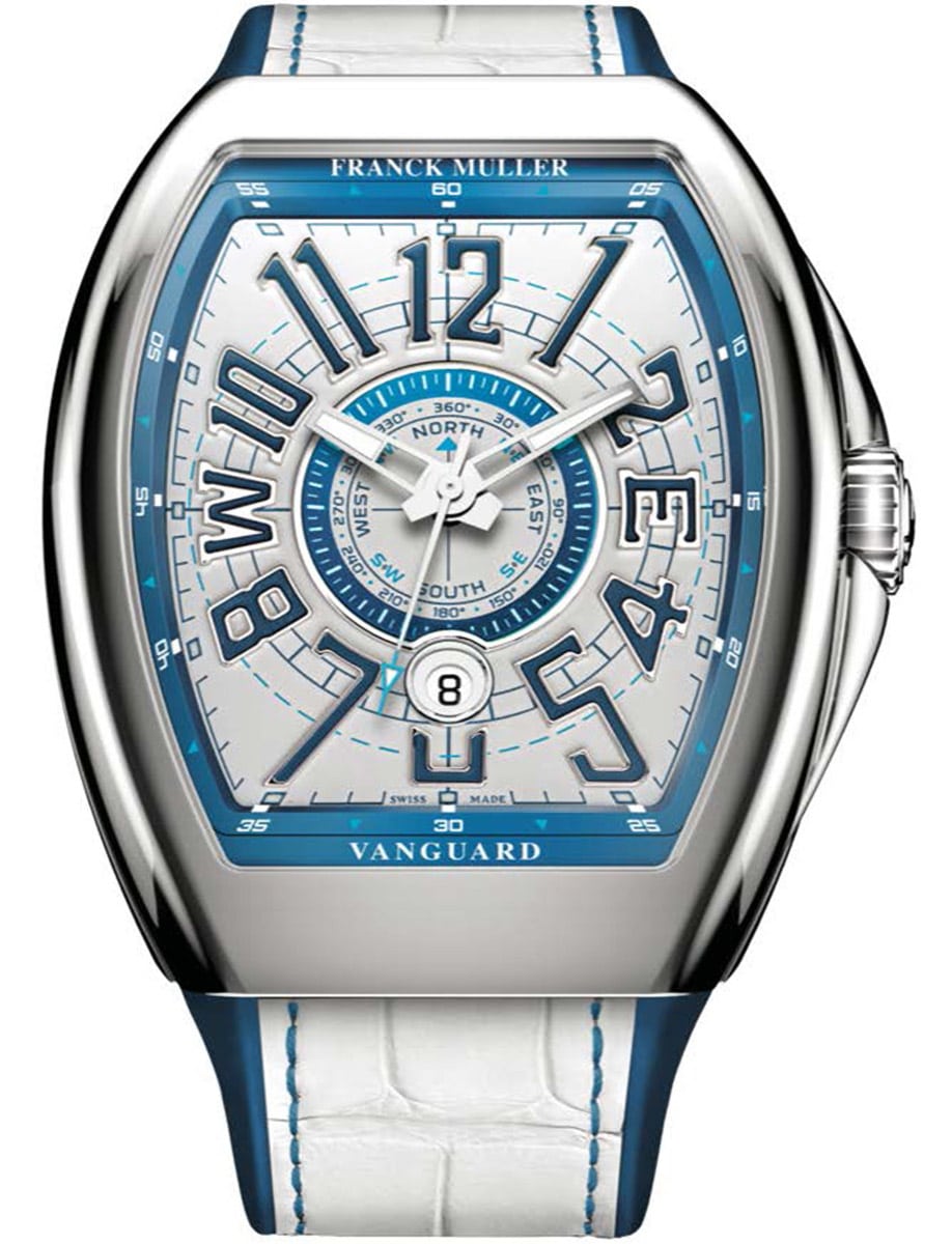 Vanguard Mariner 45mm in Steel on White Alligator Leather Strap with White Dial