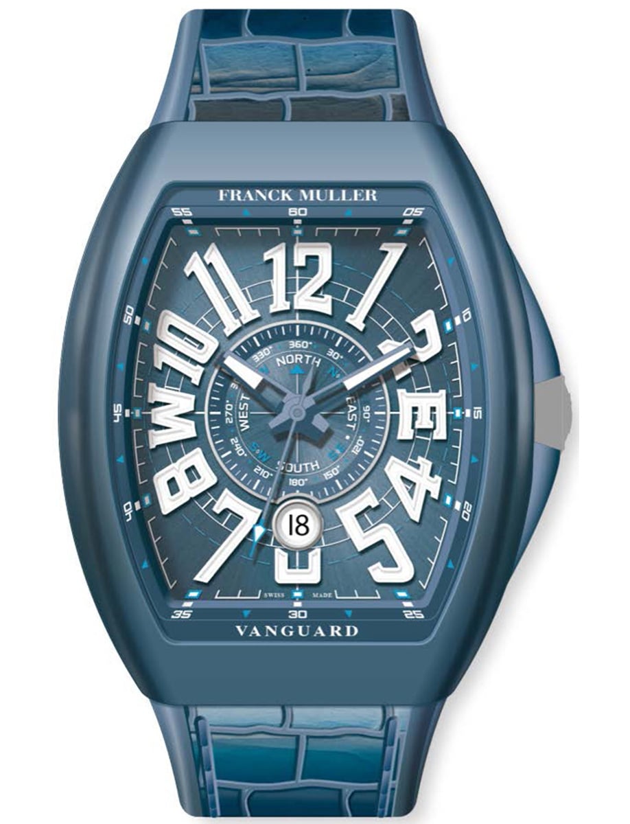 Vanguard Mariner 44mm in Blue Ceramic on Blue Alligator Leather Strap with Blue Dial