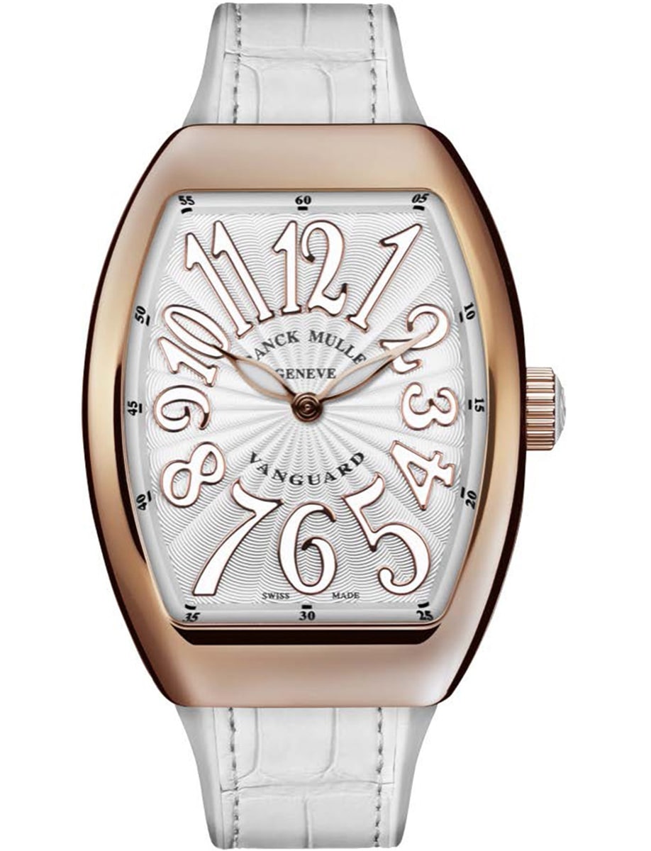 Vanguard Lady 32mm in Rose Gold on White Alligator Leather Strap with Silver Dial