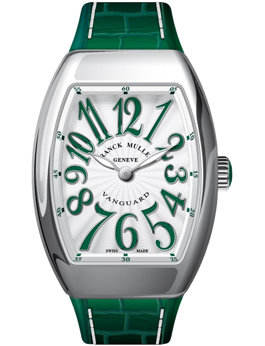 Vanguard Lady 32mm in Steel on Green Alligator Leather Strap with Silver Dial