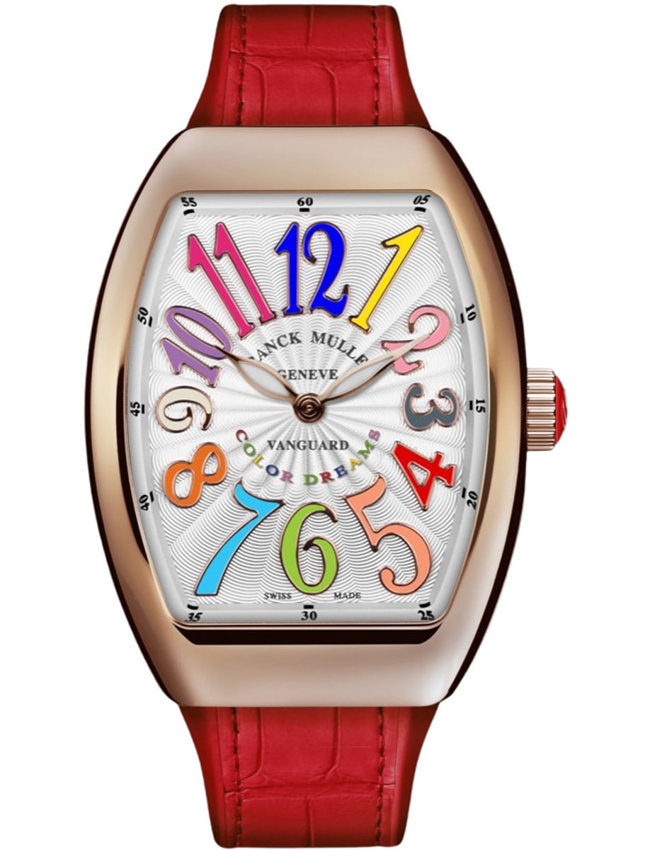 Vanguard Lady 32mm in Rose Gold on Red Alligator Leather Strap with Silver Dial
