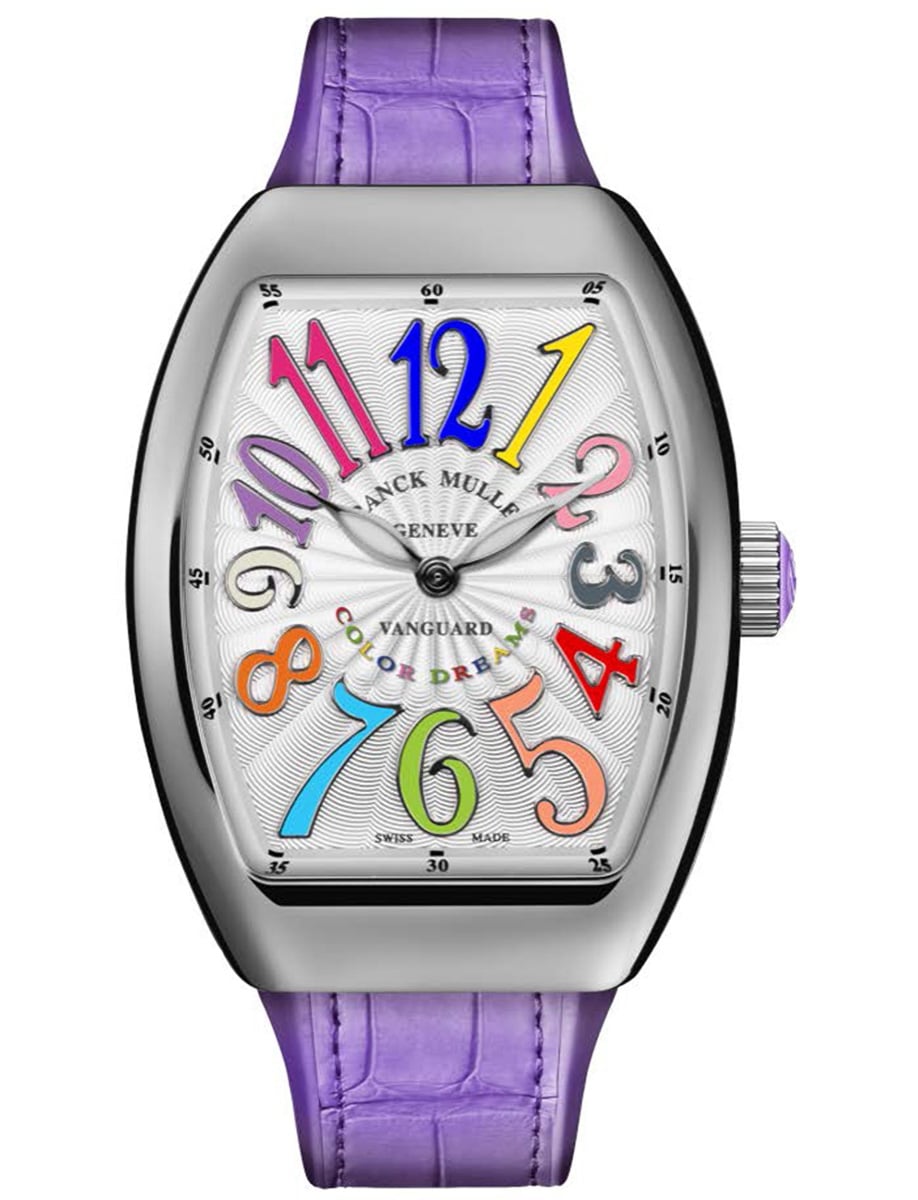 Vanguard Lady 32mm in Steel on Purple Alligator Leather Strap with Silver Dial