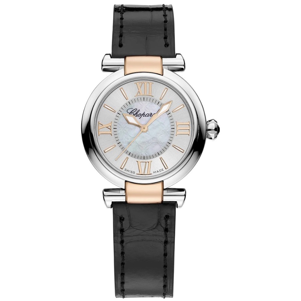 Imperiale Round 29mm in Steel and Rose Gold on Black Crocodile Leather Strap with Silver Dial