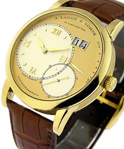 Grande Lange 1 Mens Mechanical in Yellow Gold On Brown Crocodile Strap with Champagne 2-Tone Dial
