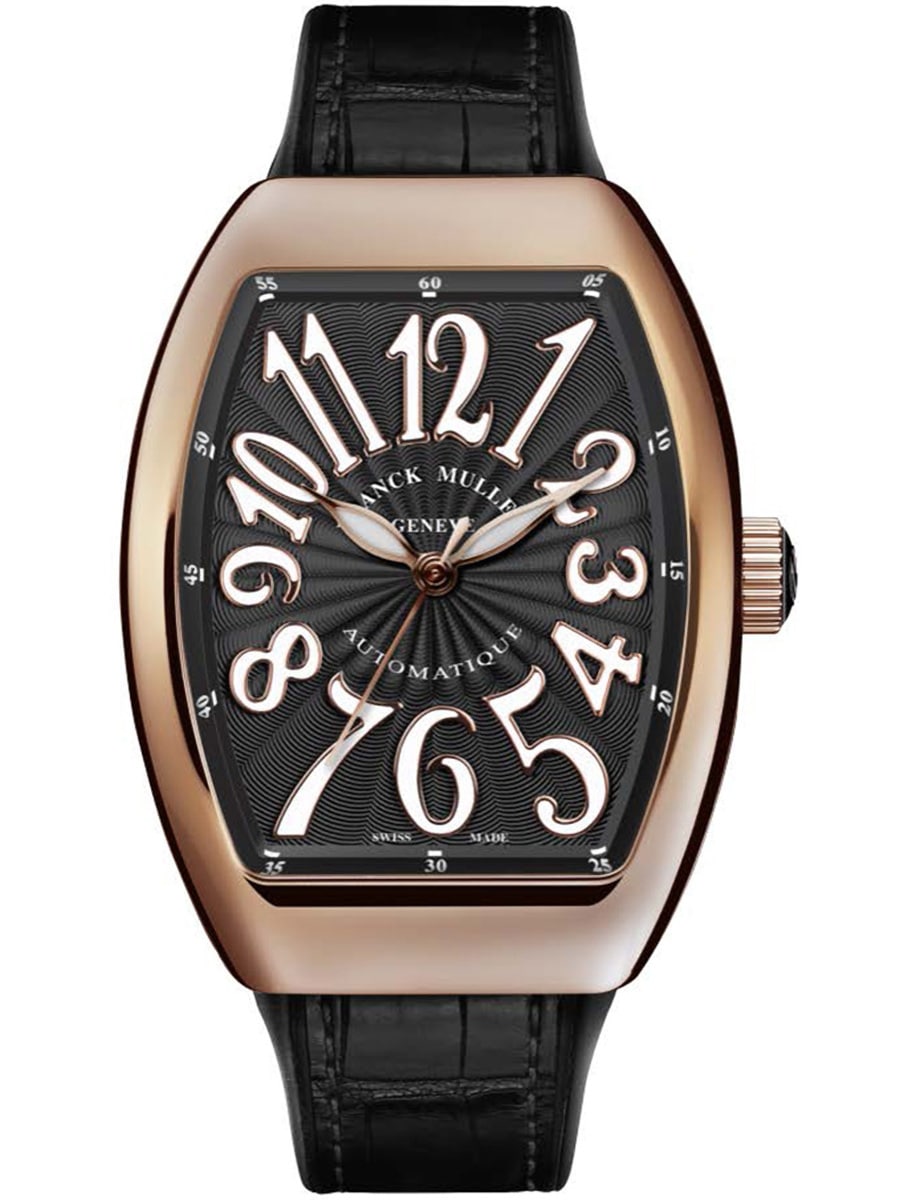 Vanguard Lady 32mm in Rose Gold on Black Alligator Leather Strap with Black Dial