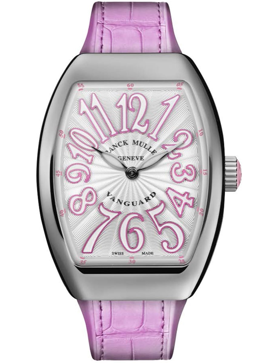 Vanguard Lady 35mm in Steel on Pink Alligator Leather Strap with Silver Dial
