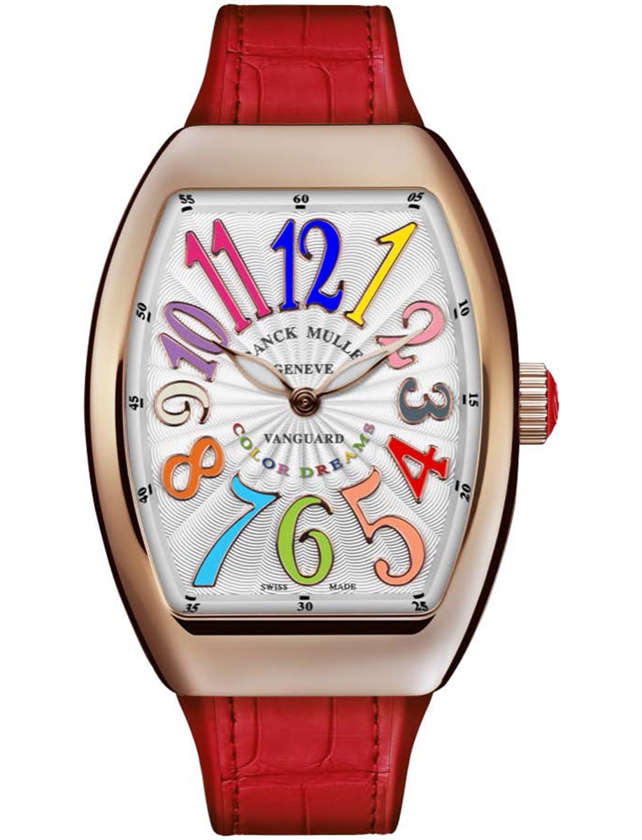 Vanguard Lady 35mm in Rose Gold on Red Alligator Leather Strap with Silver Dial