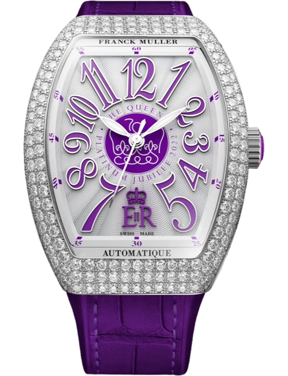 Vanguard Lady Heart 32mm in Steel with Pave Diamond Case on Purple Alligator Leather Strap with Silver Dial - - Limited Edition